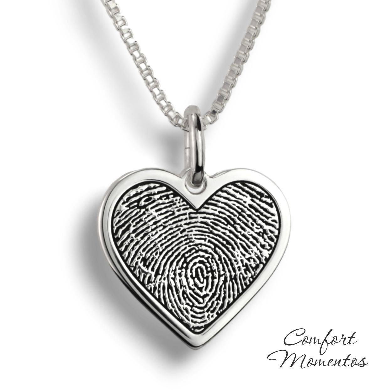 Fingerprint Heart Necklace - Silver