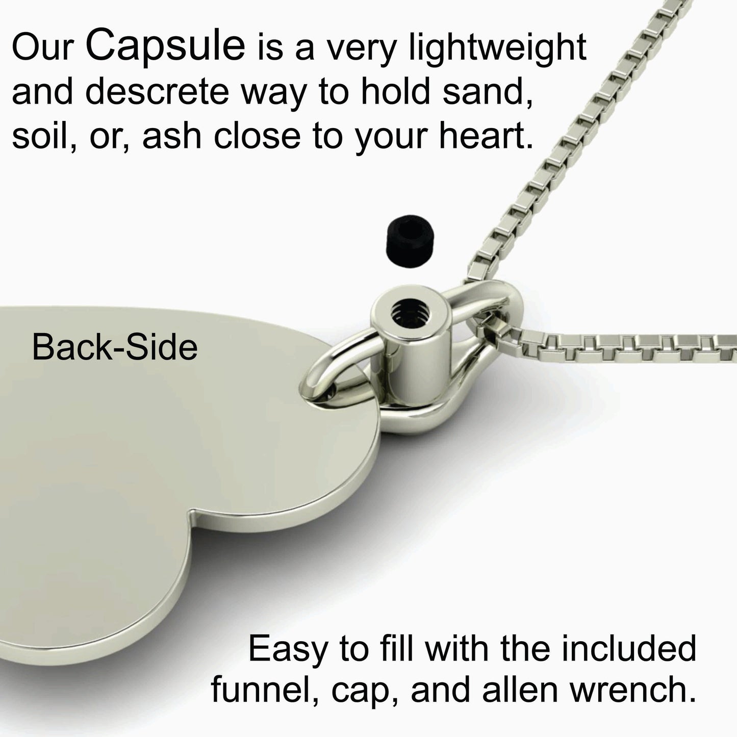 Fingerprint Oval Necklace with Urn Capsule Bail - Silver [Small]