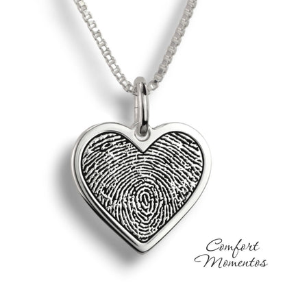 Fingerprint Heart Necklace - Silver