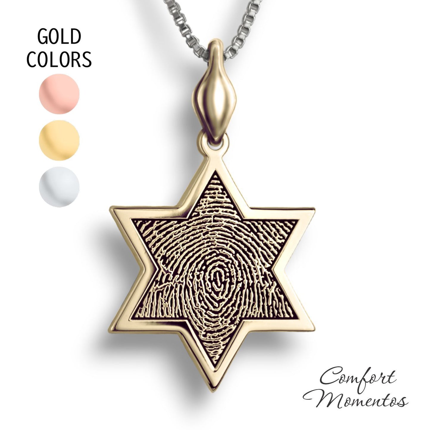 Fingerprint Star Necklace with Comfort Capsule Bail - Gold
