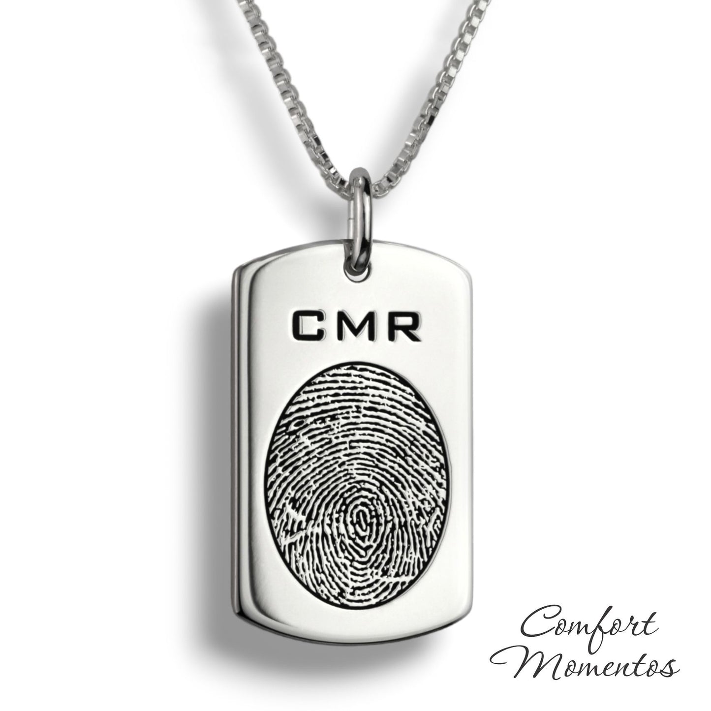 Fingerprint Dog Tag Necklace - Silver [Regular]