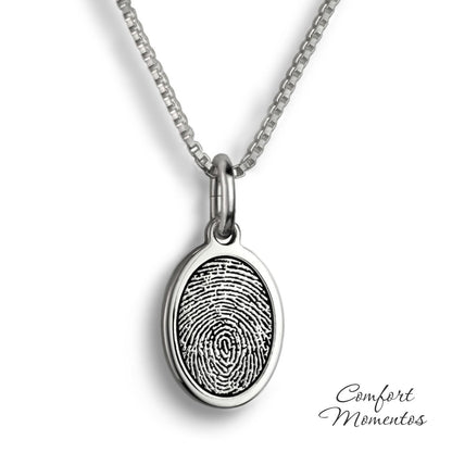 Fingerprint Oval Necklace - Silver [Small]