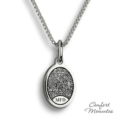 Fingerprint Oval Necklace - Silver [Small]
