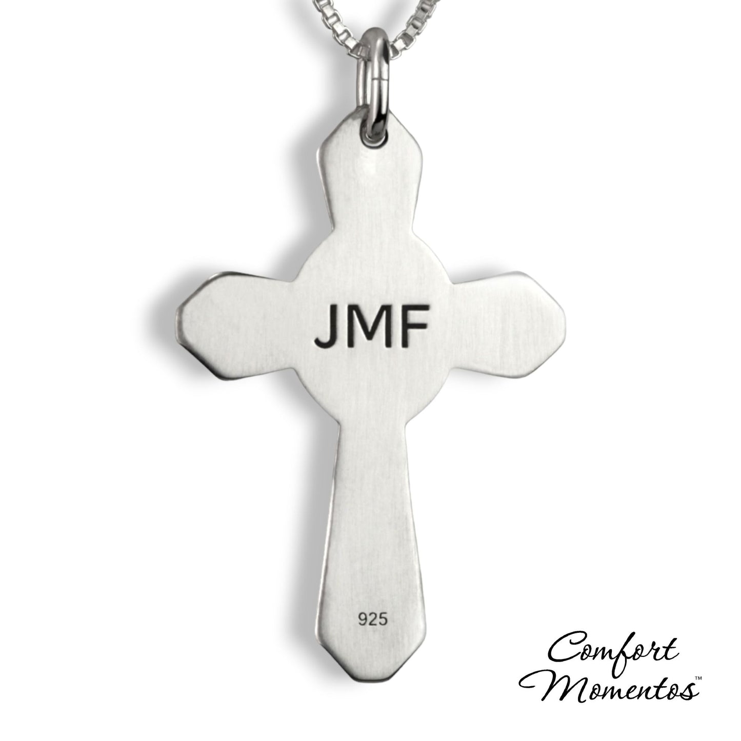 Fingerprint Cross Necklace - Silver [Large]