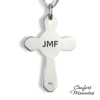 Fingerprint Cross Necklace - Silver [Large]
