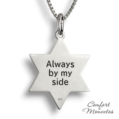 Fingerprint Star Necklace with Gemstone Comfort Capsule Bail - Silver