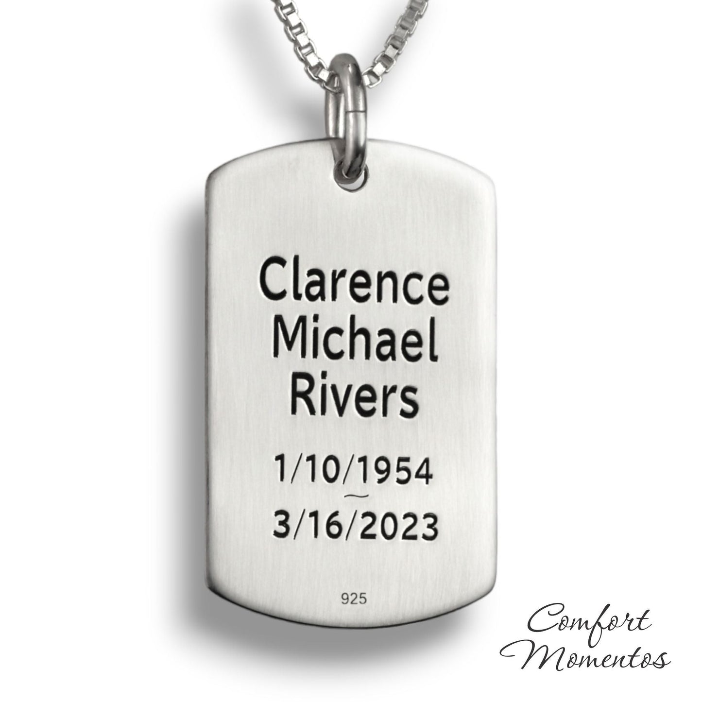 Fingerprint Dog Tag Necklace with Urn Capsule Bail - Silver [Regular]