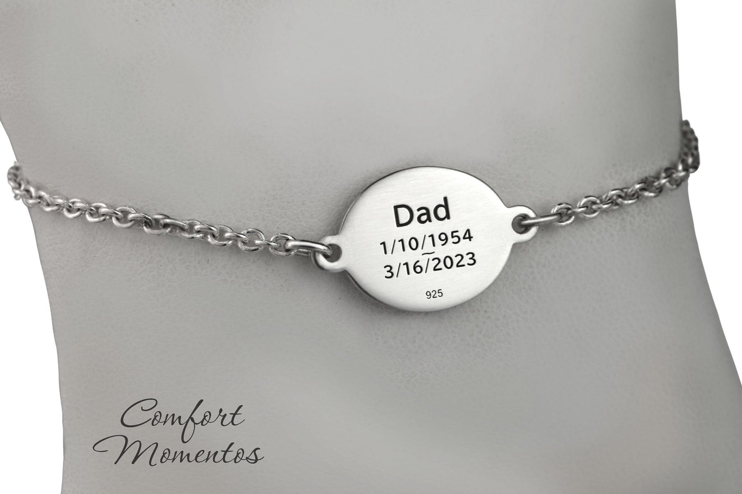 Fingerprint Oval Charm Bracelet - Silver