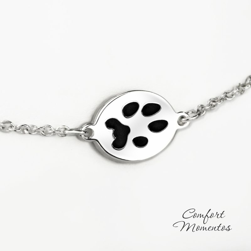 Pawprint Oval Charm Bracelet - Silver