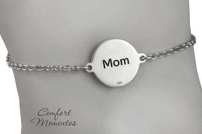 Fingerprint Round Charm Bracelet - Silver