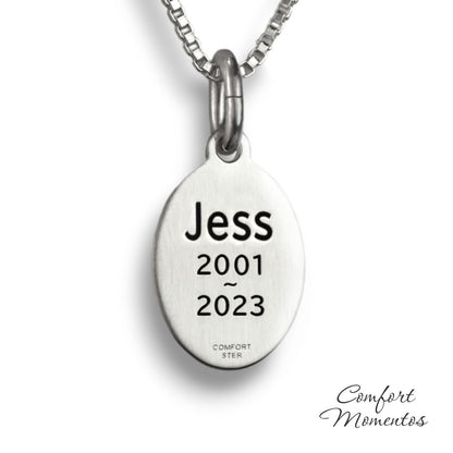 Pawprint Oval Necklace with Gemstone Urn Capsule Bail - Gold [Small]