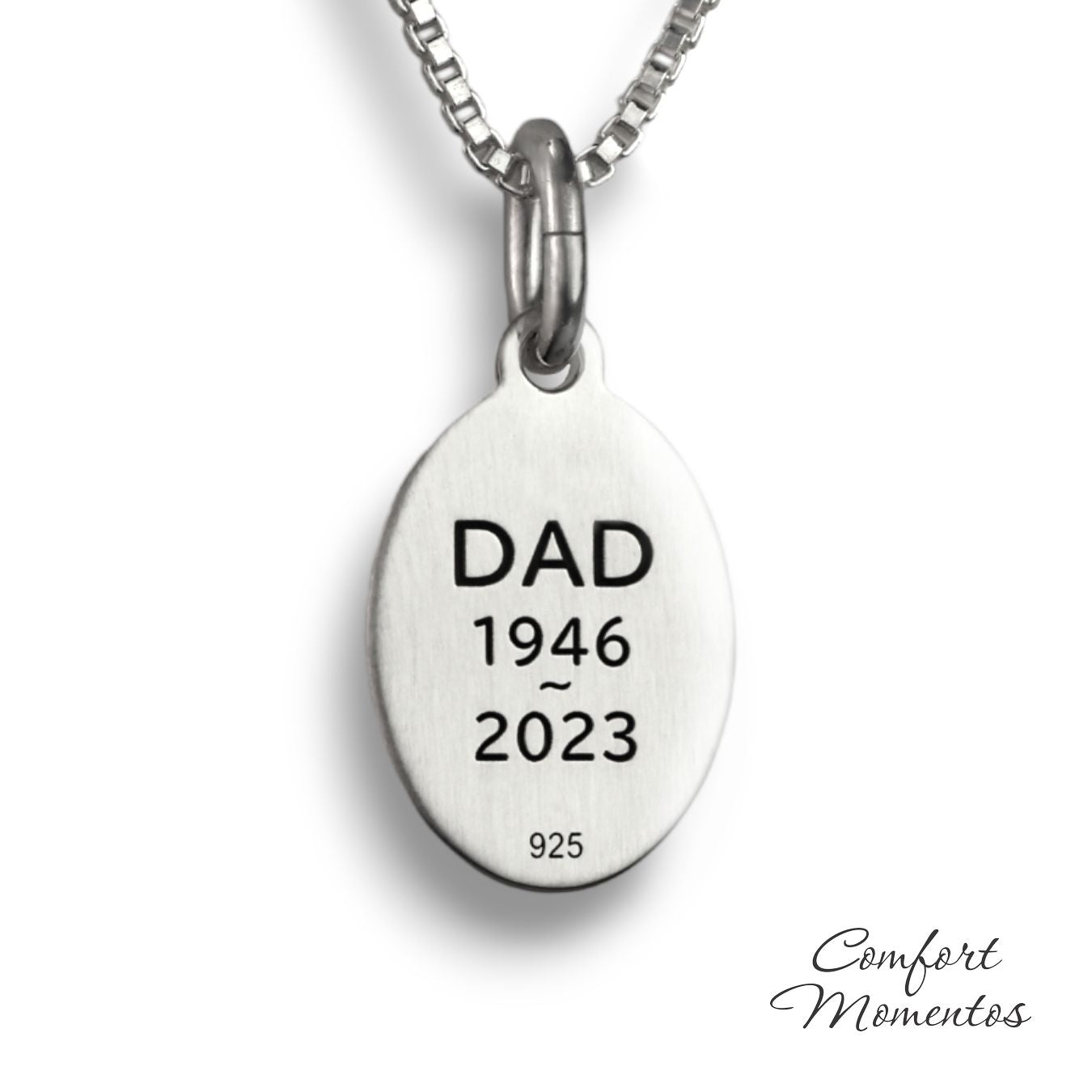 Fingerprint Oval Necklace with Urn Capsule Bail - Silver [Small]