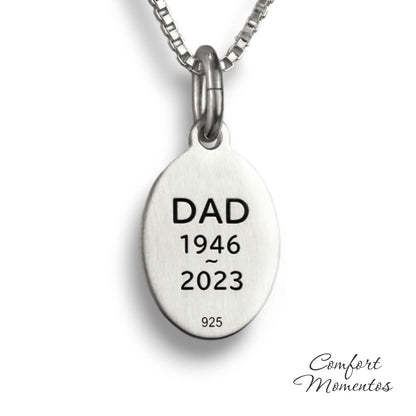 Fingerprint Oval Necklace with Urn Capsule Bail - Silver [Small]